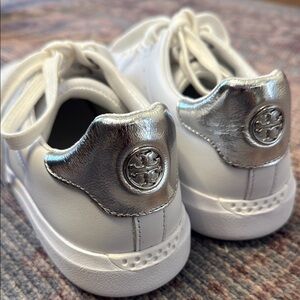Tory Burch White and Silver Sneakers BRAND NEW